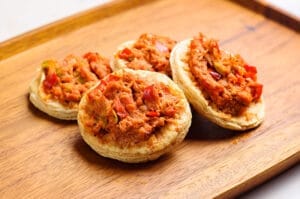 Tomato, Pepper, Tuna and Olive Puff Pastry Coquitas