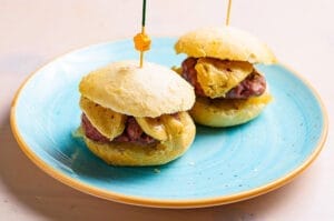 Mini Bite Caramelized Onion Burger with Foie Gras